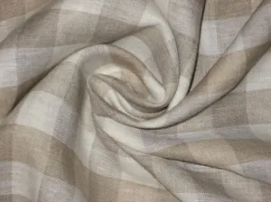 100% Linen Beige & Cream plaids Fabric 44" wide [1465]