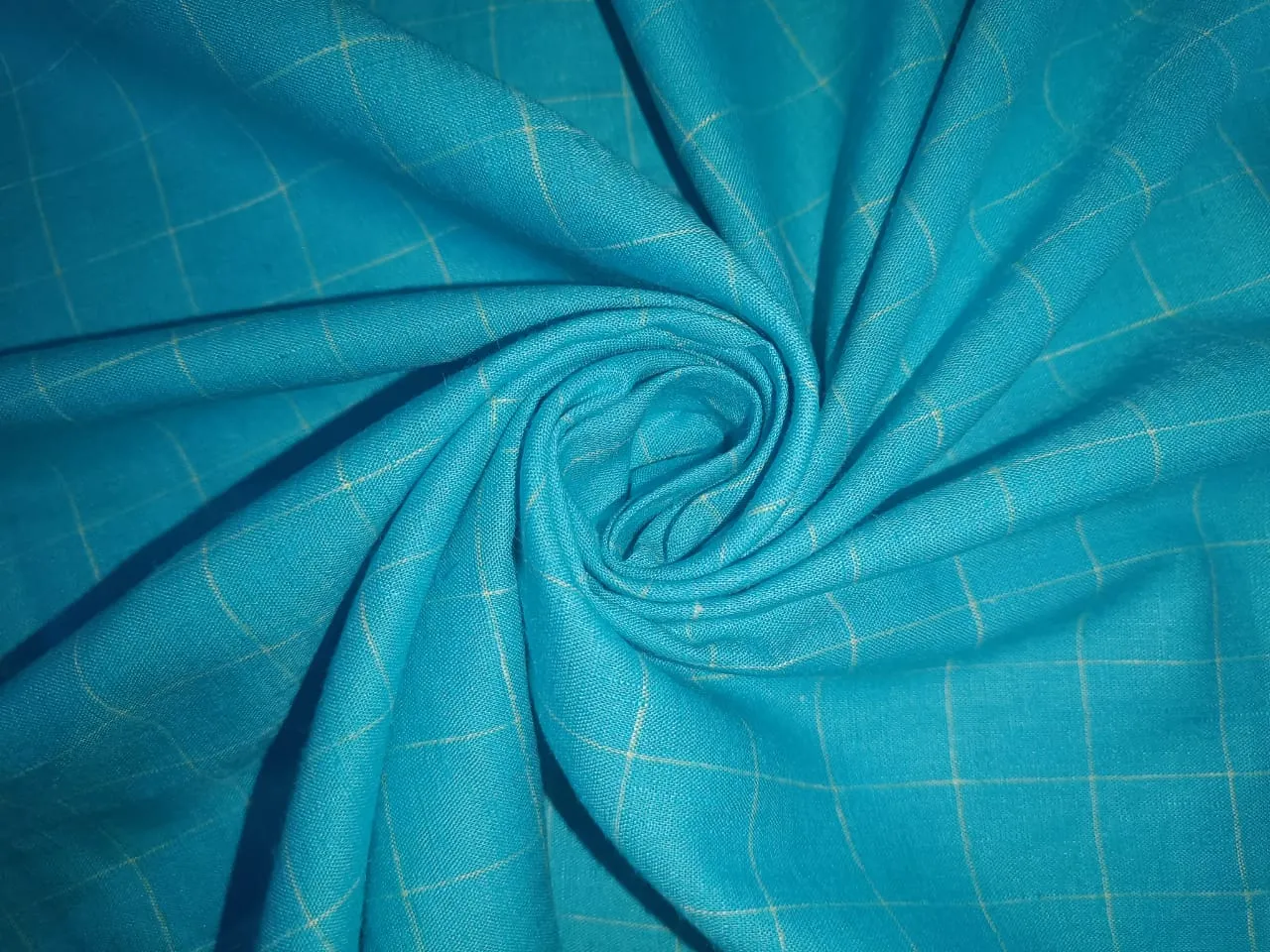 100% Linen Blue Color plaids 60's Lea Fabric 58" wide [14083]