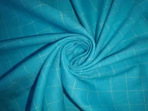 100% Linen Blue Color plaids 60's Lea Fabric 58" wide [14083]