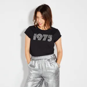 1975 Tshirt Black & Silver