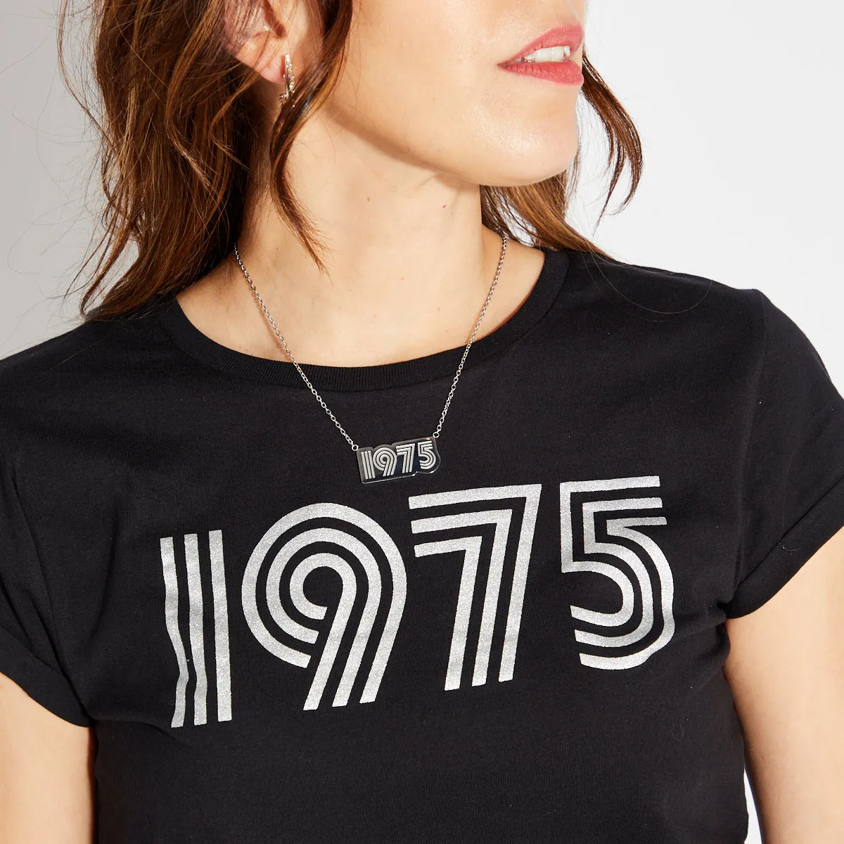 1975 Tshirt Black & Silver