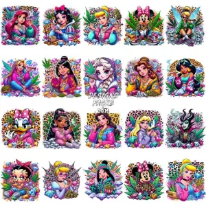 80 Weed Cartoon Princess Girls 420 Cannabis Marijuana Designs Bundle PNG