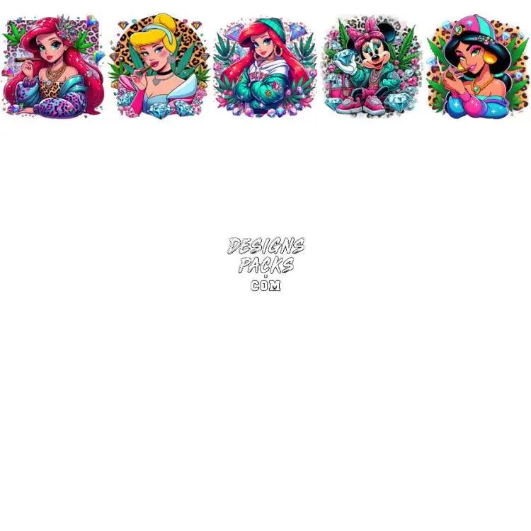 80 Weed Cartoon Princess Girls 420 Cannabis Marijuana Designs Bundle PNG