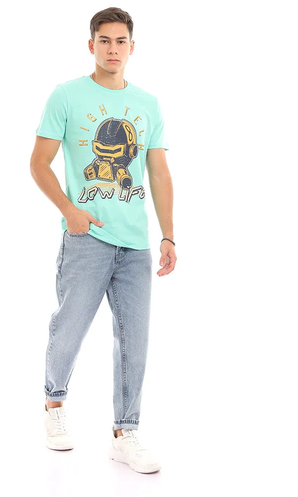 95556 Cool Front Printing Round Mint T-Shirt