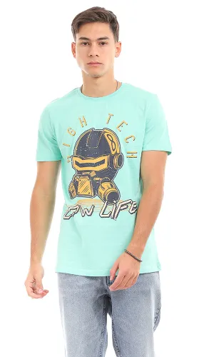95556 Cool Front Printing Round Mint T-Shirt