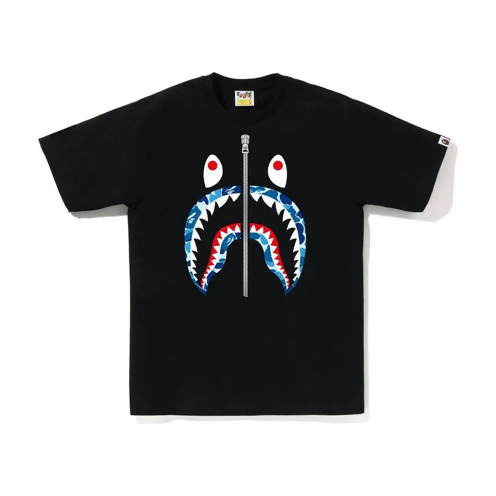 A Bathing Ape Blue ABC Camo Shark Tee Black