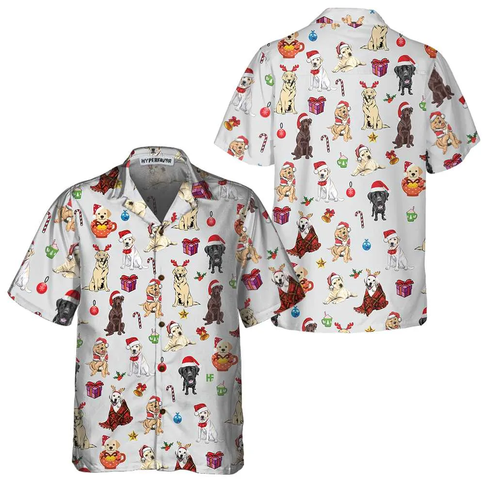 Adorable Labrador Retriever For Christmas Hawaiian Shirt, Funny Labrador Pattern Aloha Shirt, Best Christmas Gift For Labrador Retriever Lovers, Dog Lovers