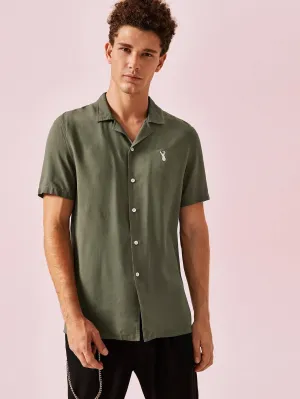 Army Green Embroidery Detail Shirt