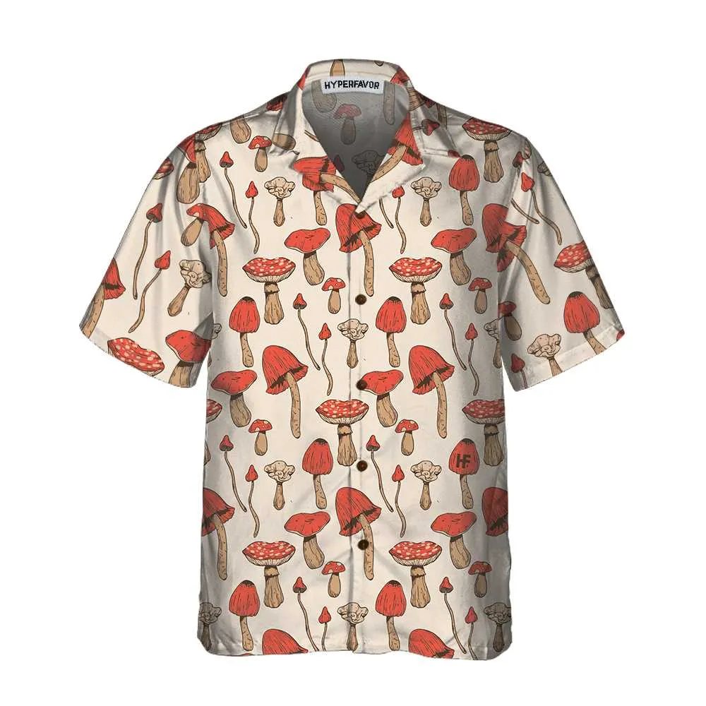 Autumn Mushrooms Hawaiian Shirt, Mushtroom Aloha Shirts for Men And Women, Best Gift For Mushrooms Lovers, Husband, Wife, Boyfriend, Girlfriend