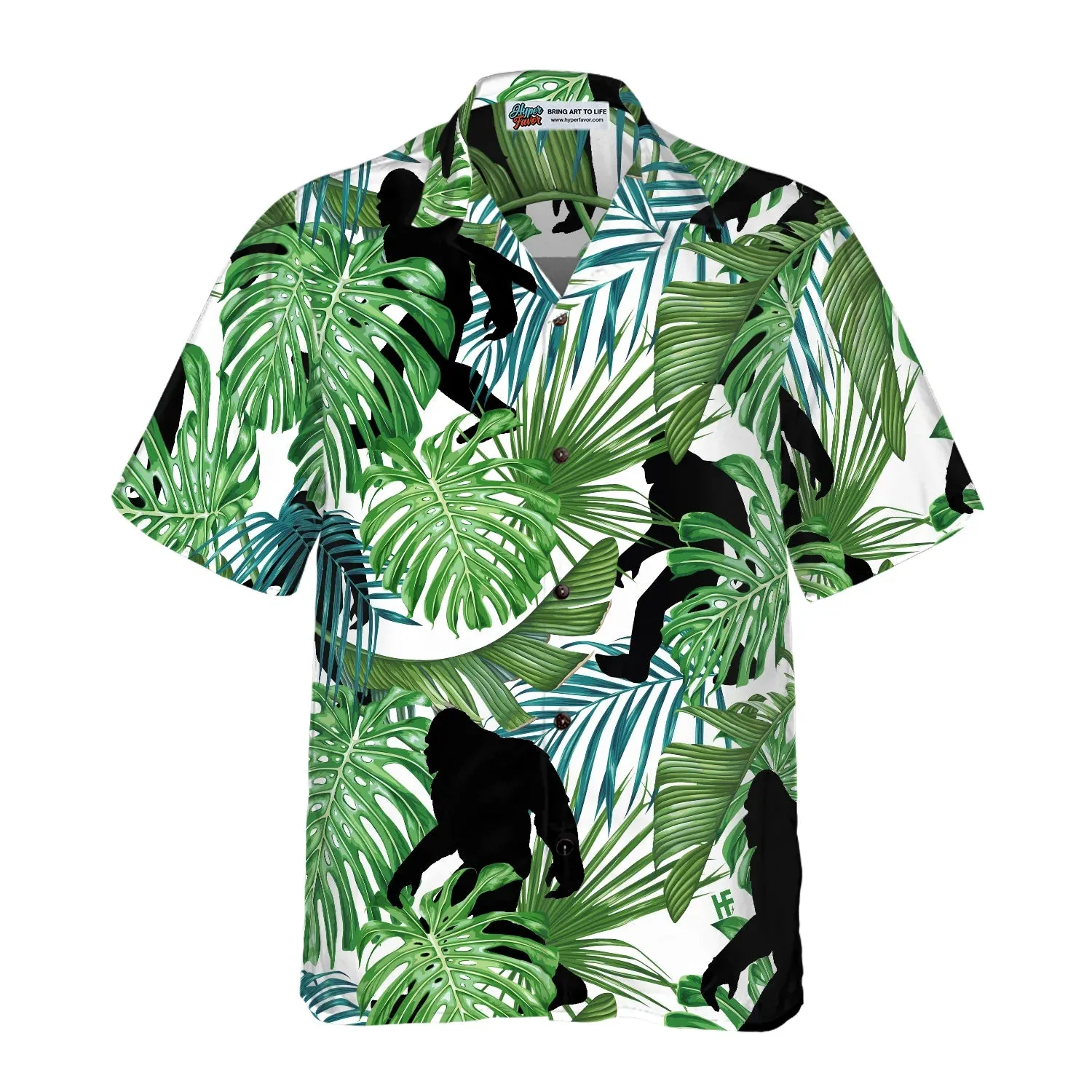 Bigfoot Tropical Seamless Pattern Hawaiian Shirt, Aloha Tropical Seamless Shirt, Perfect Gift For Tropical Lovers, Friends, Husband, Boyfriend, Family, Bigfoot Tropical Hawaiian Shirt For Men And Women