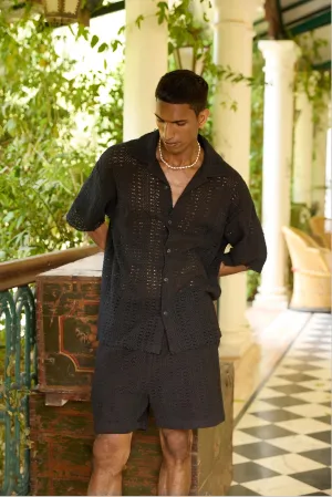 Black Crochet Lace Shirt