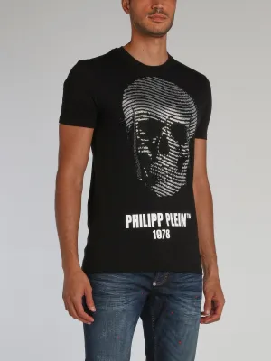 Black Embellished Skull T-Shirt