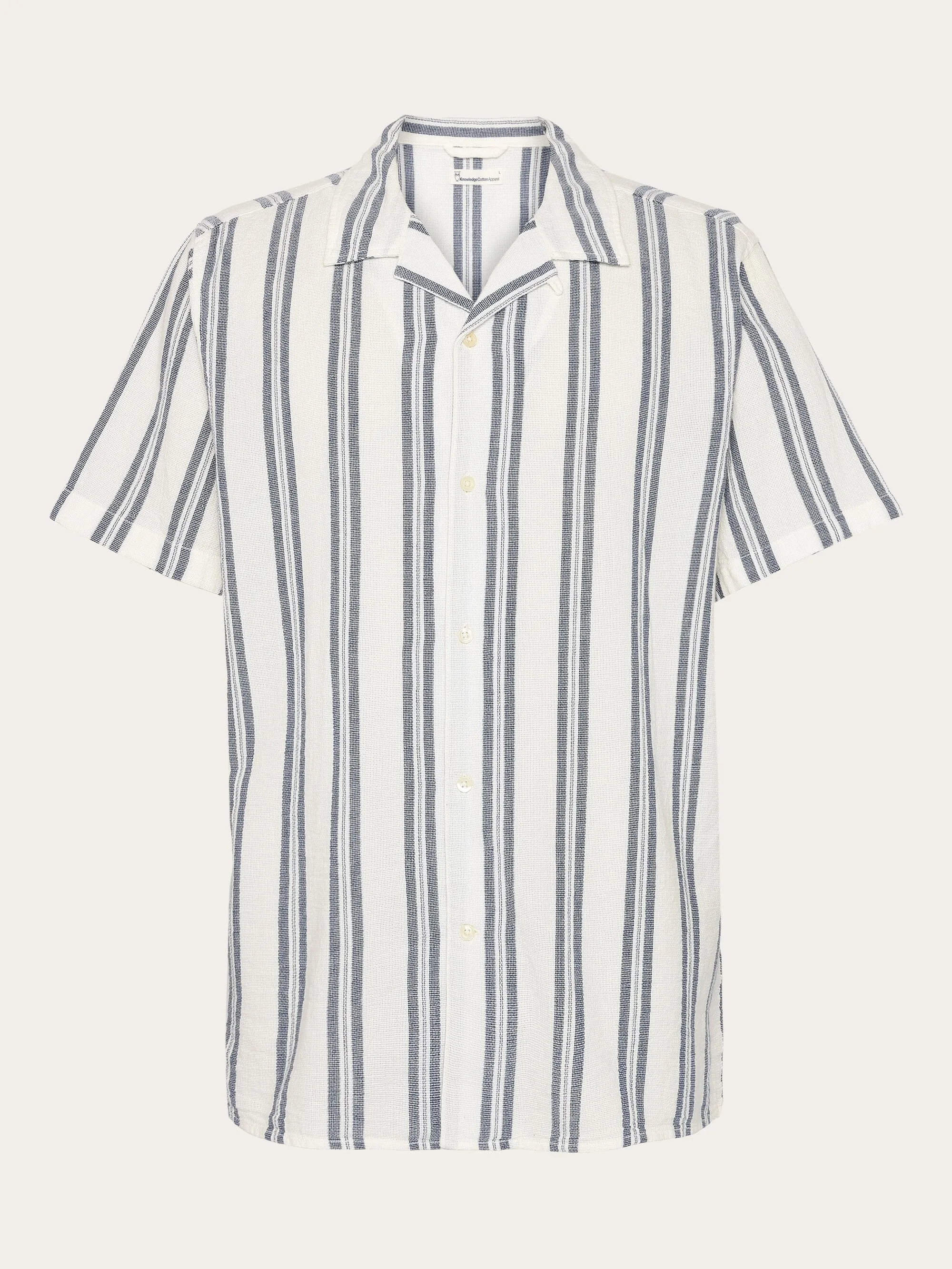 Box short sleeve striped cotton shirt GOTS/Vegan - Blue stripe