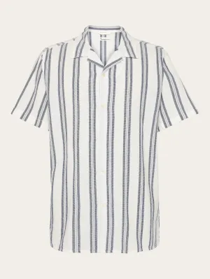 Box short sleeve striped cotton shirt GOTS/Vegan - Blue stripe
