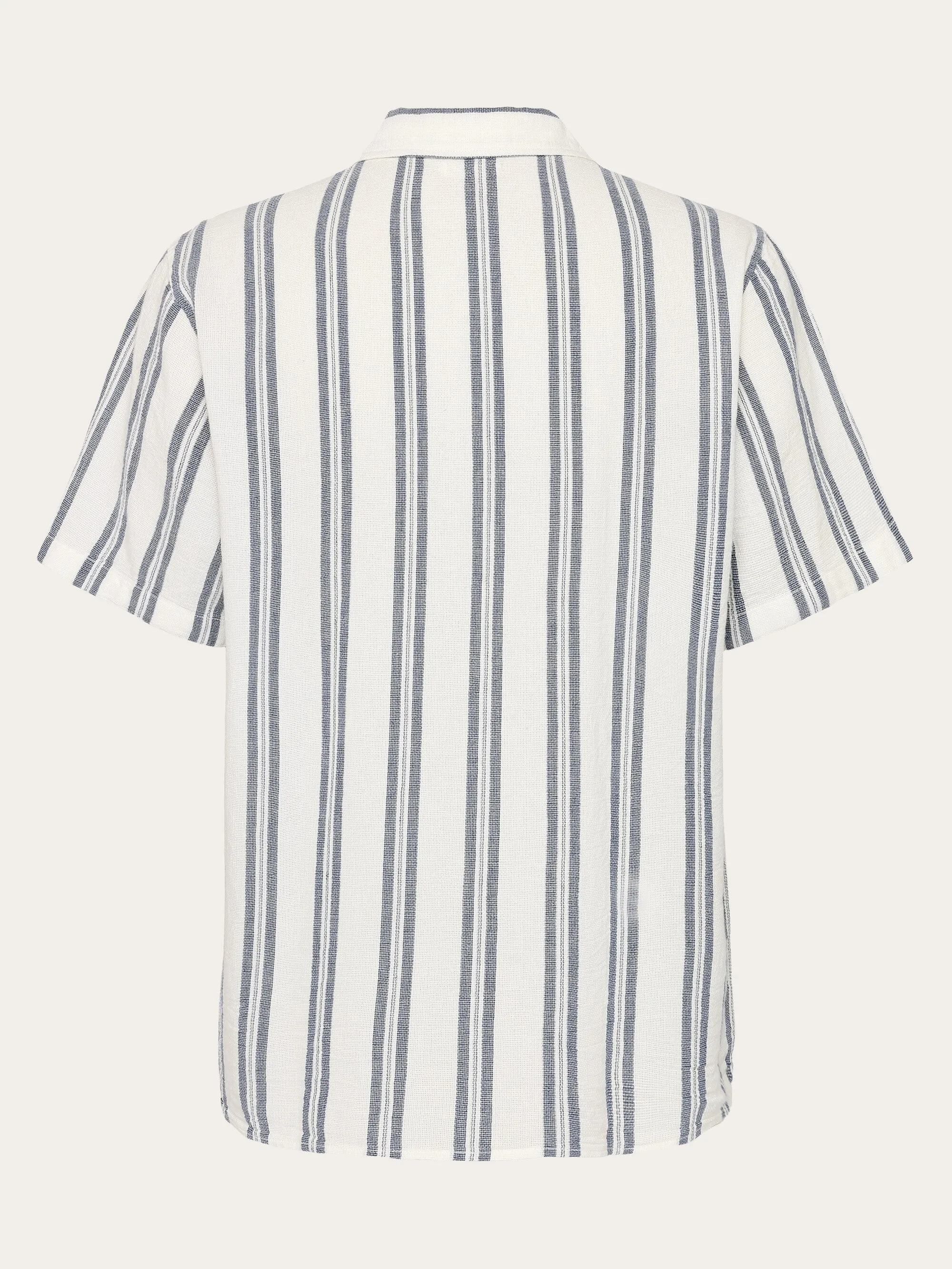 Box short sleeve striped cotton shirt GOTS/Vegan - Blue stripe