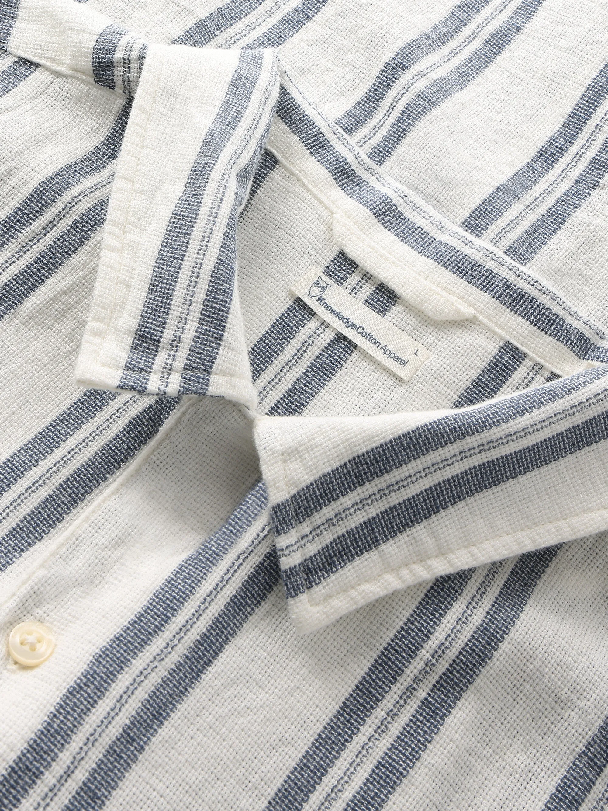 Box short sleeve striped cotton shirt GOTS/Vegan - Blue stripe