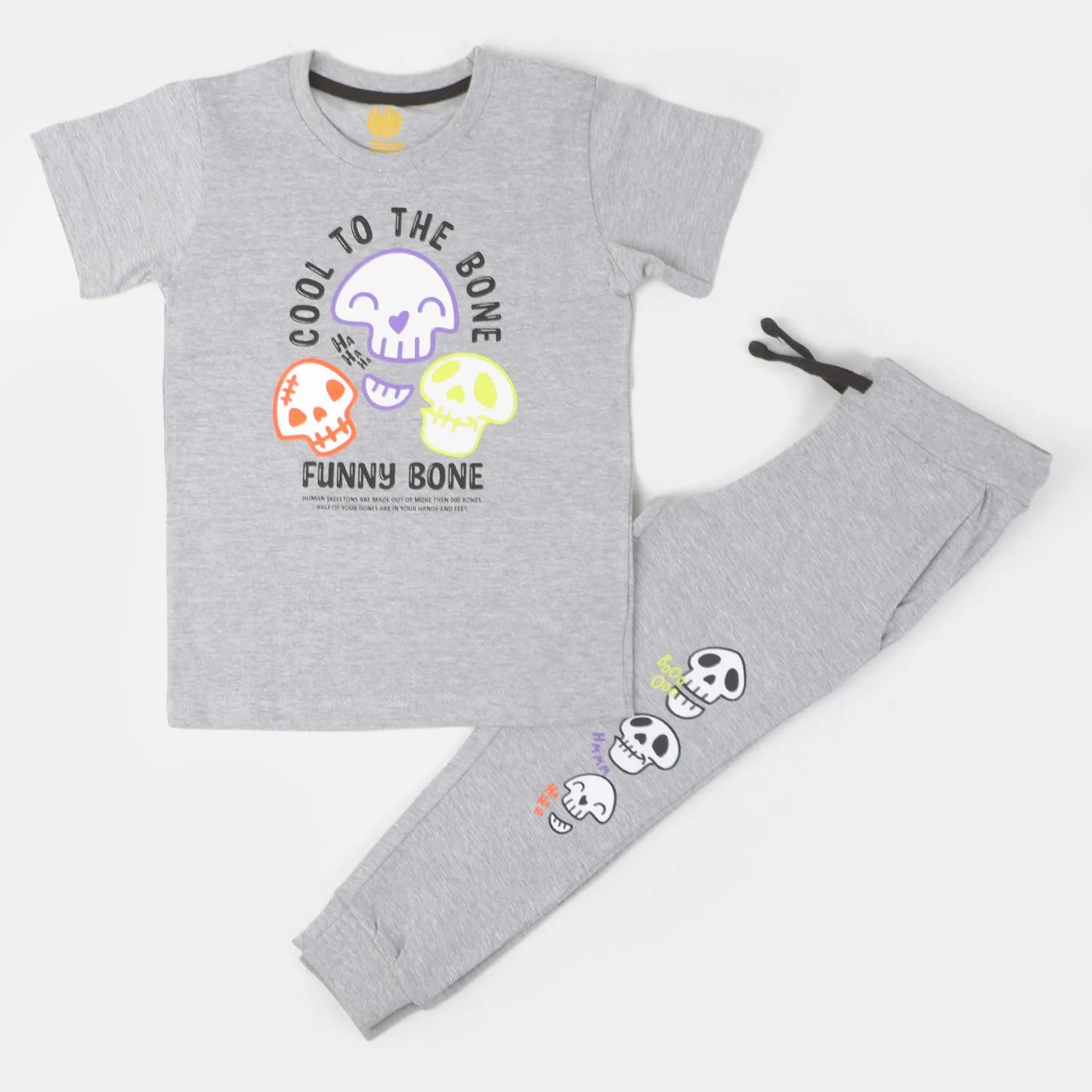 Boys Cotton 2PCs Suit Bone - Grey
