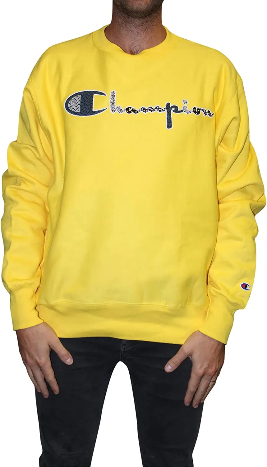 Champion Men's Reverse Weave Logo Mix Crewneck Sweatshirt