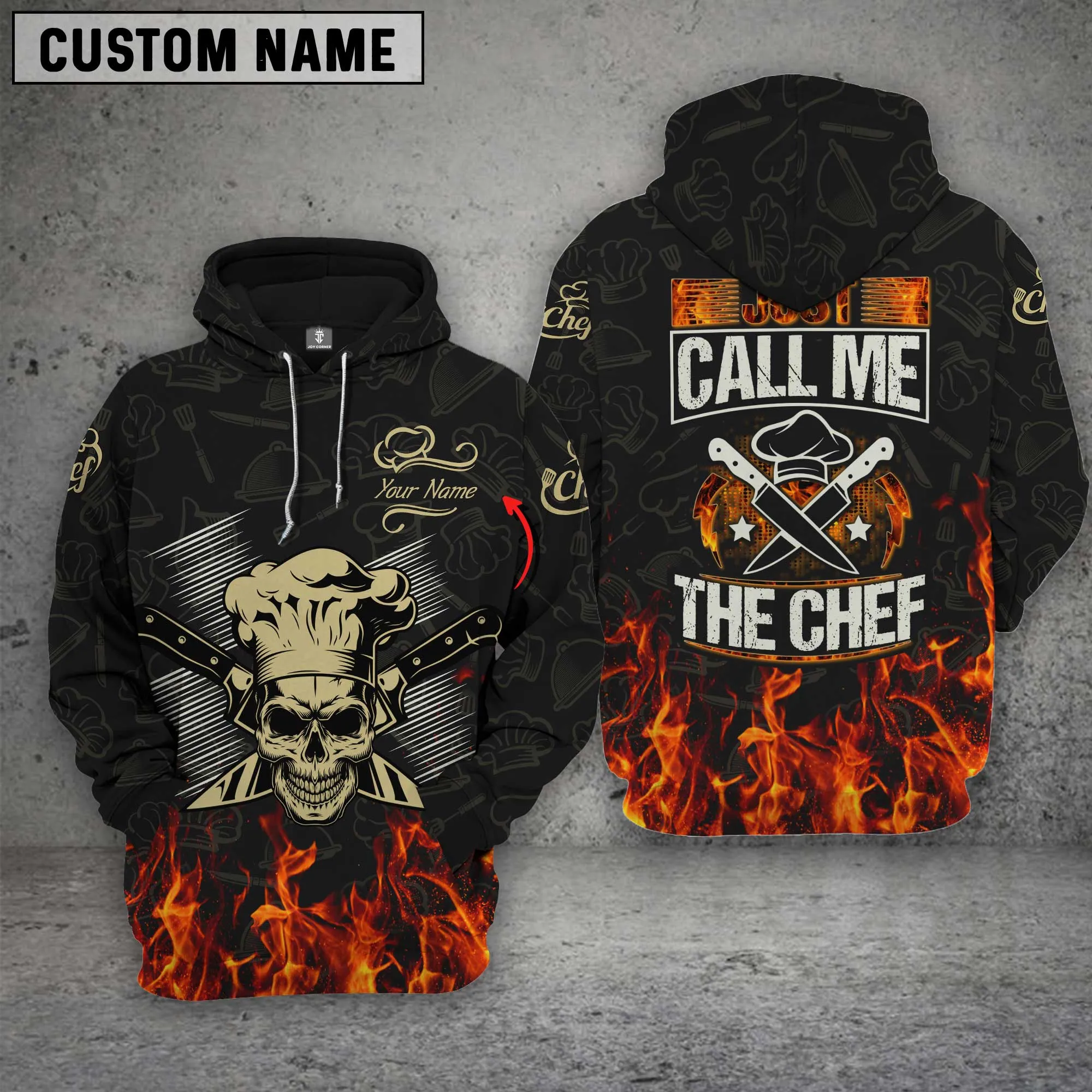 CHEF Fire - Just Call Me The Chef Personalized Name 3D All Over Printed Shirt