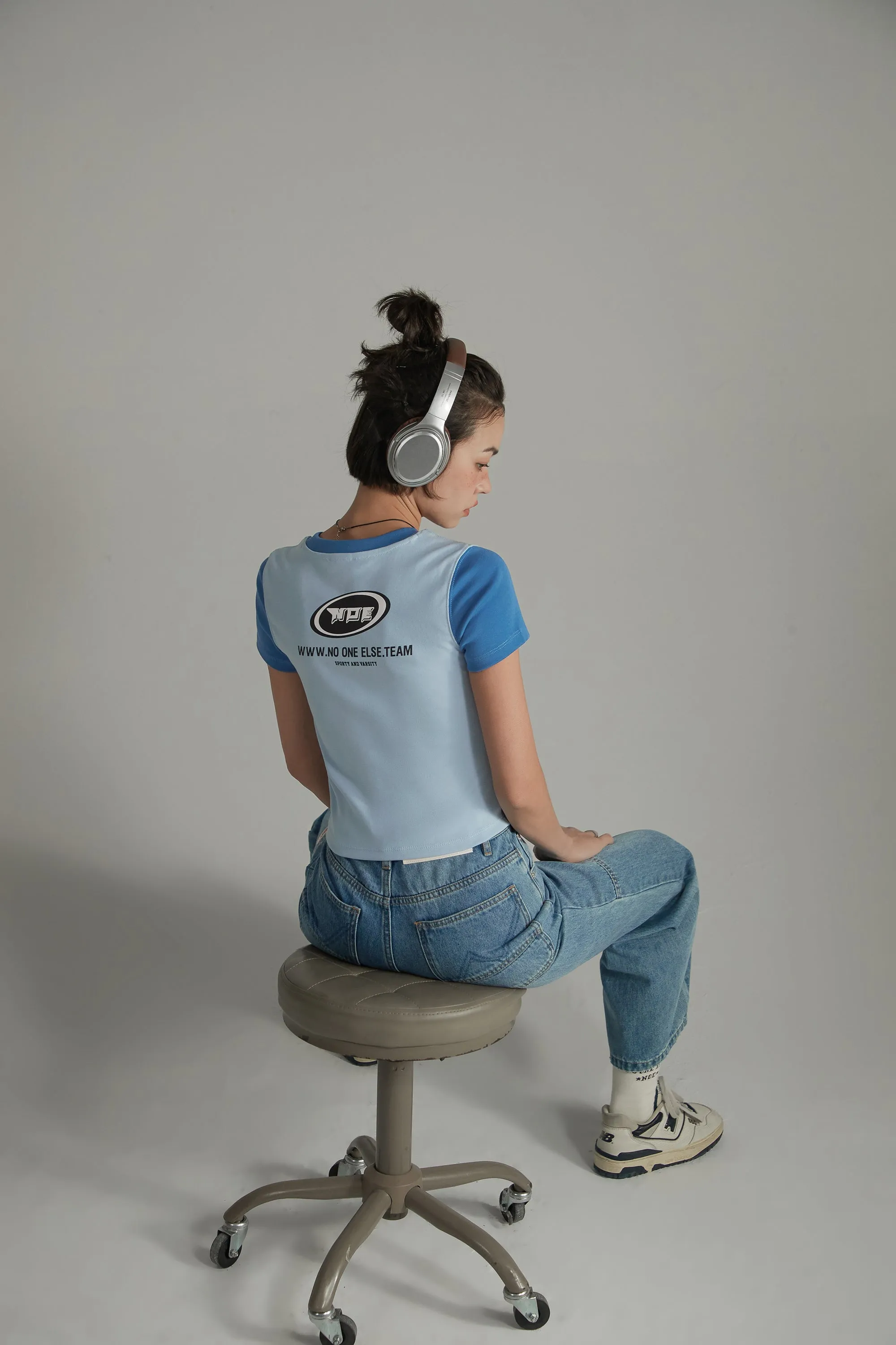 Color Contrast Basic Cropped T-Shirt