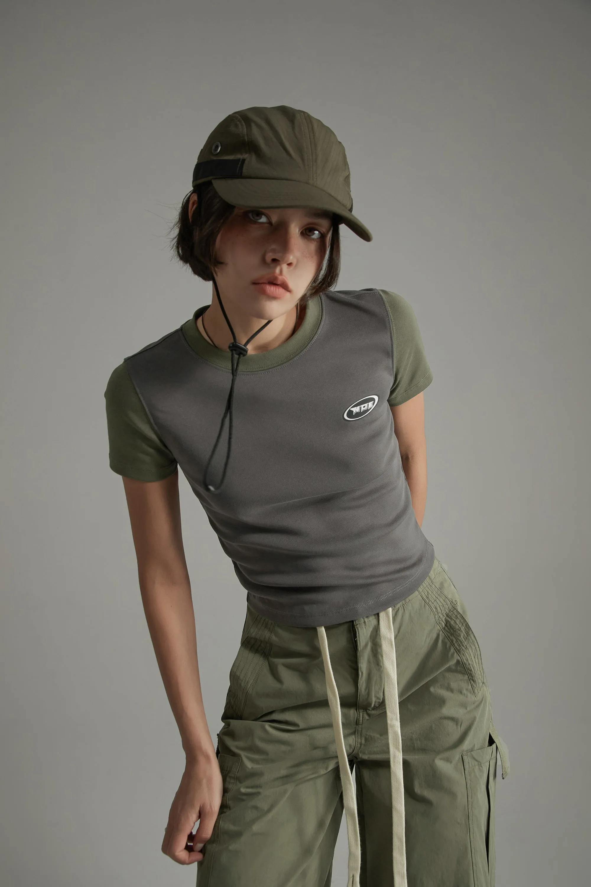Color Contrast Basic Cropped T-Shirt