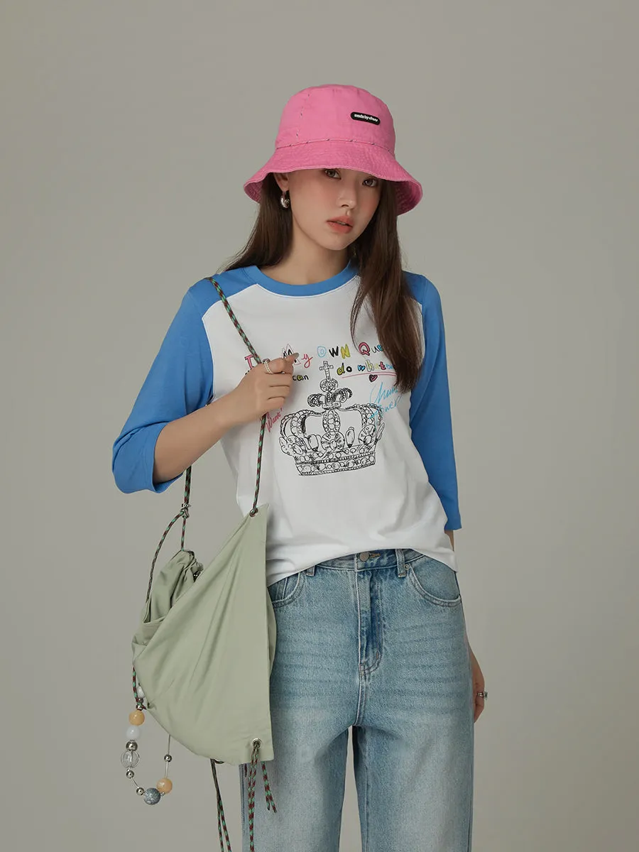 Contrast Color Crown T-Shirt