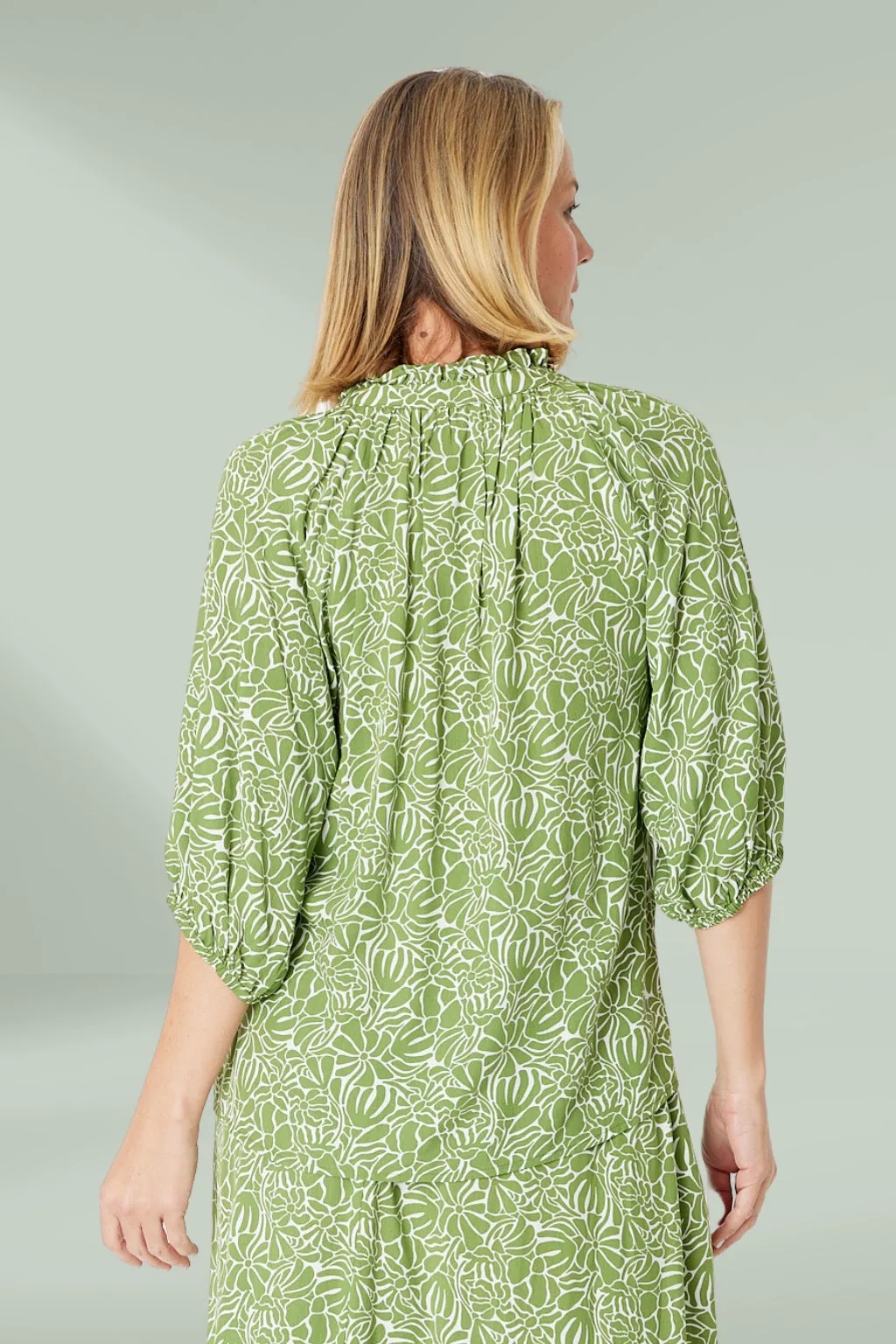 Cordelia St Leaves of Love Print Top Avocado