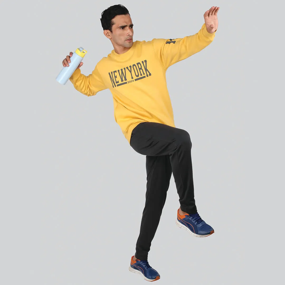 Crew Neck Graphic Print SweatShirt-Ocher