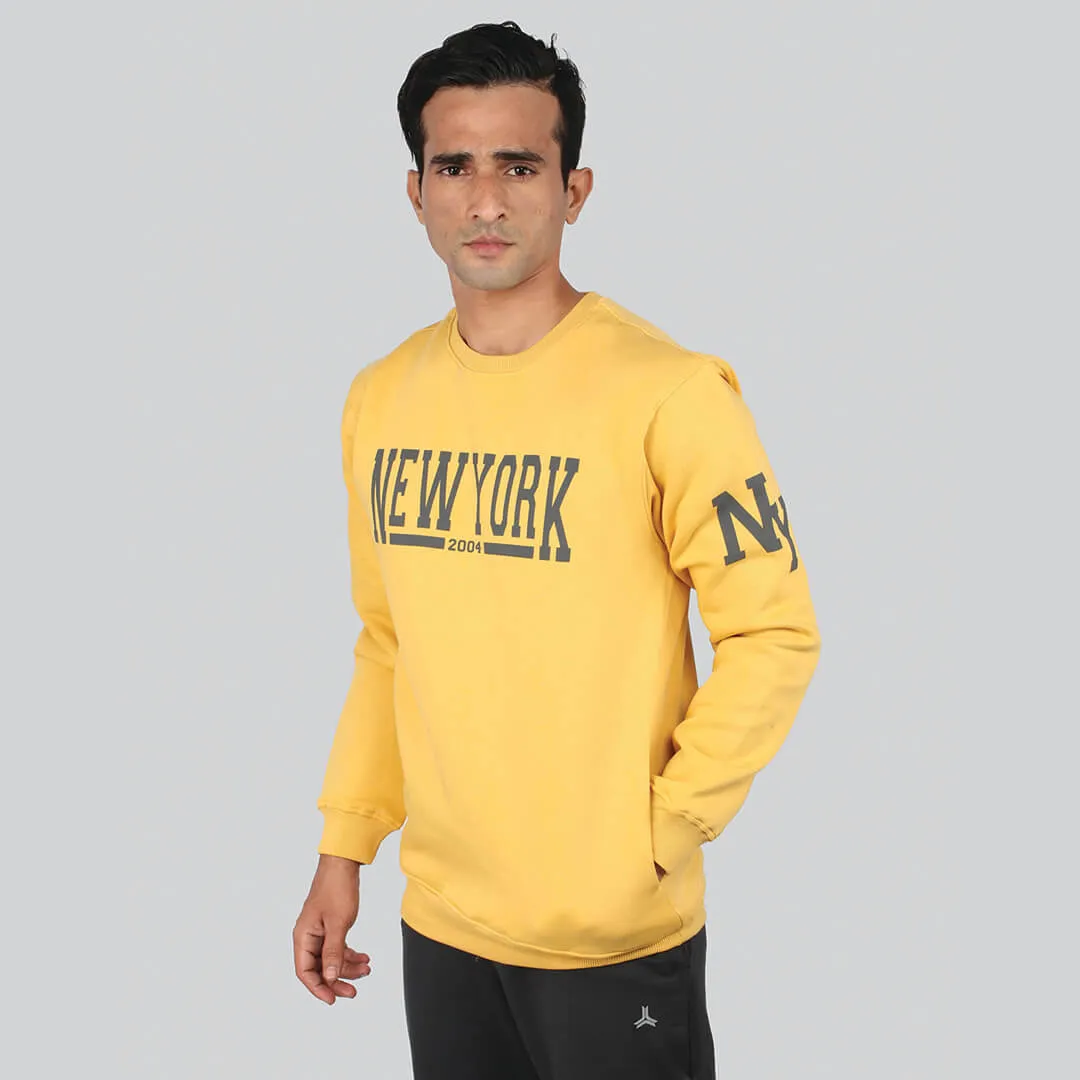Crew Neck Graphic Print SweatShirt-Ocher