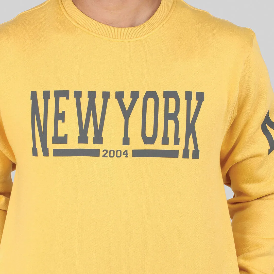Crew Neck Graphic Print SweatShirt-Ocher