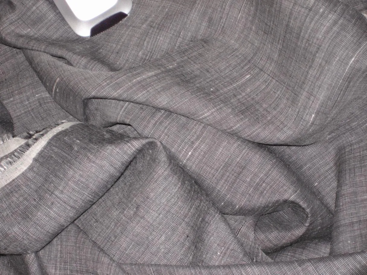 dark grey / white linen fabric 54