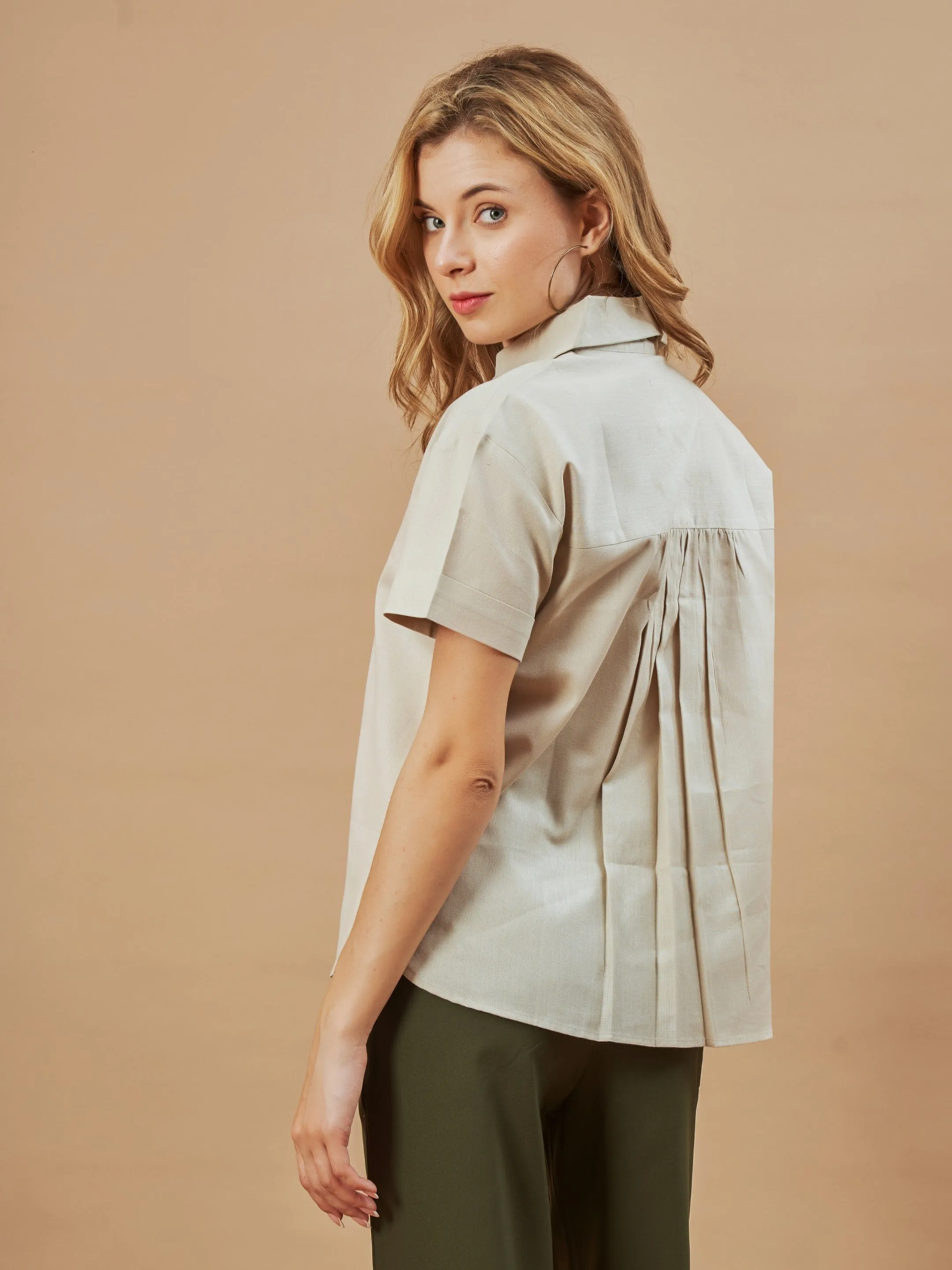 Doll Beige Formal Half Sleeves Shirt