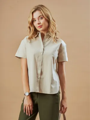 Doll Beige Formal Half Sleeves Shirt