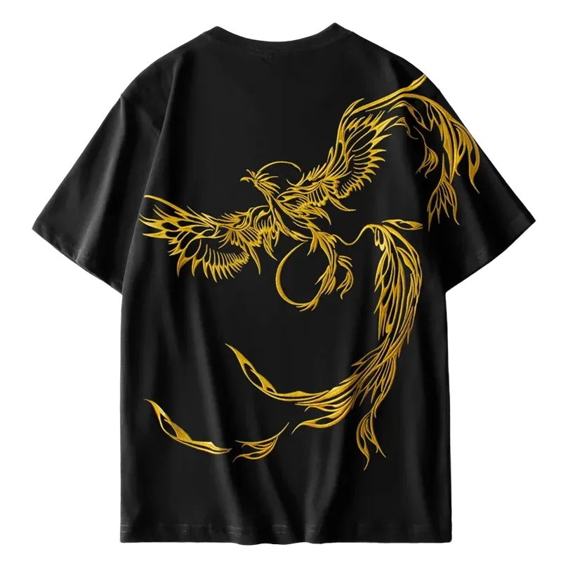 Embroidered Phoenix T-shirt, Japan Street Style (Unisex)