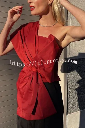 Eye Catching Simple Style Bow Zip Back Top