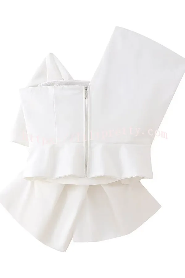 Eye Catching Simple Style Bow Zip Back Top