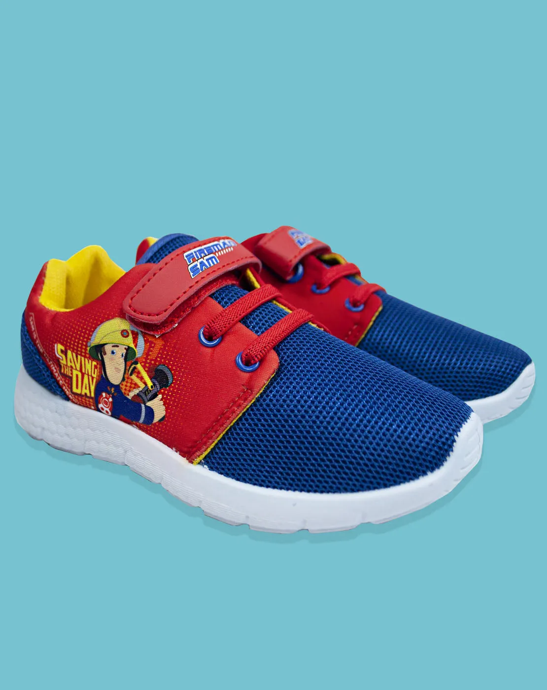 Fireman Sam Boy's Kids Blue Red Casual Trainer Shoes