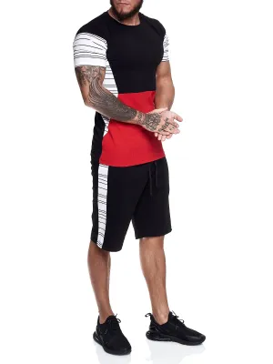 Flavy Shirt   Short  Ensemble - Black White Red X64A