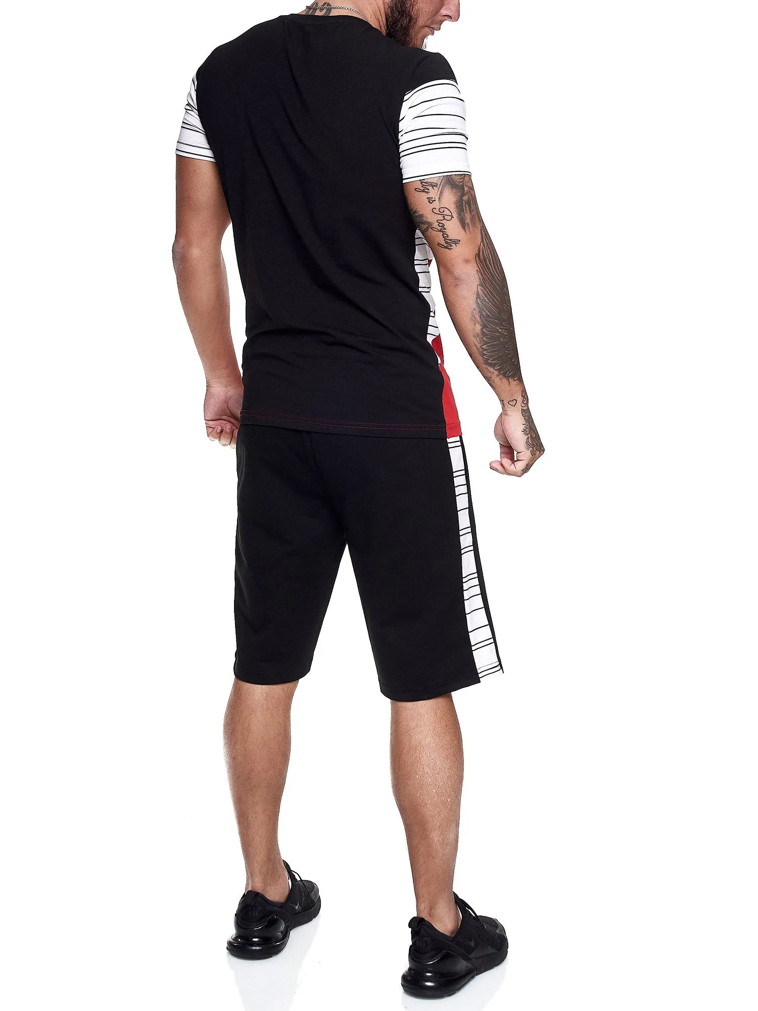 Flavy Shirt   Short  Ensemble - Black White Red X64A