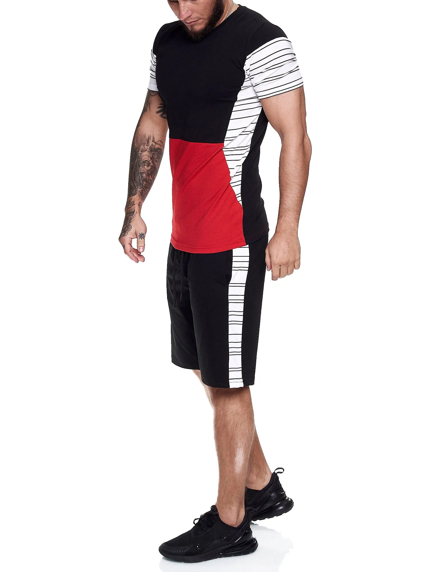 Flavy Shirt   Short  Ensemble - Black White Red X64A