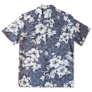 Flower Power Grey Hawaiian Cotton Shirt