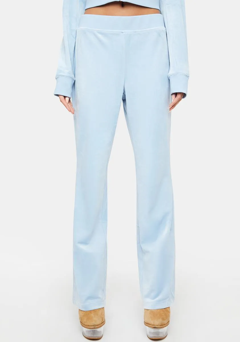 Frosted Luxe Velour Rhinestone Logo Sweatpants