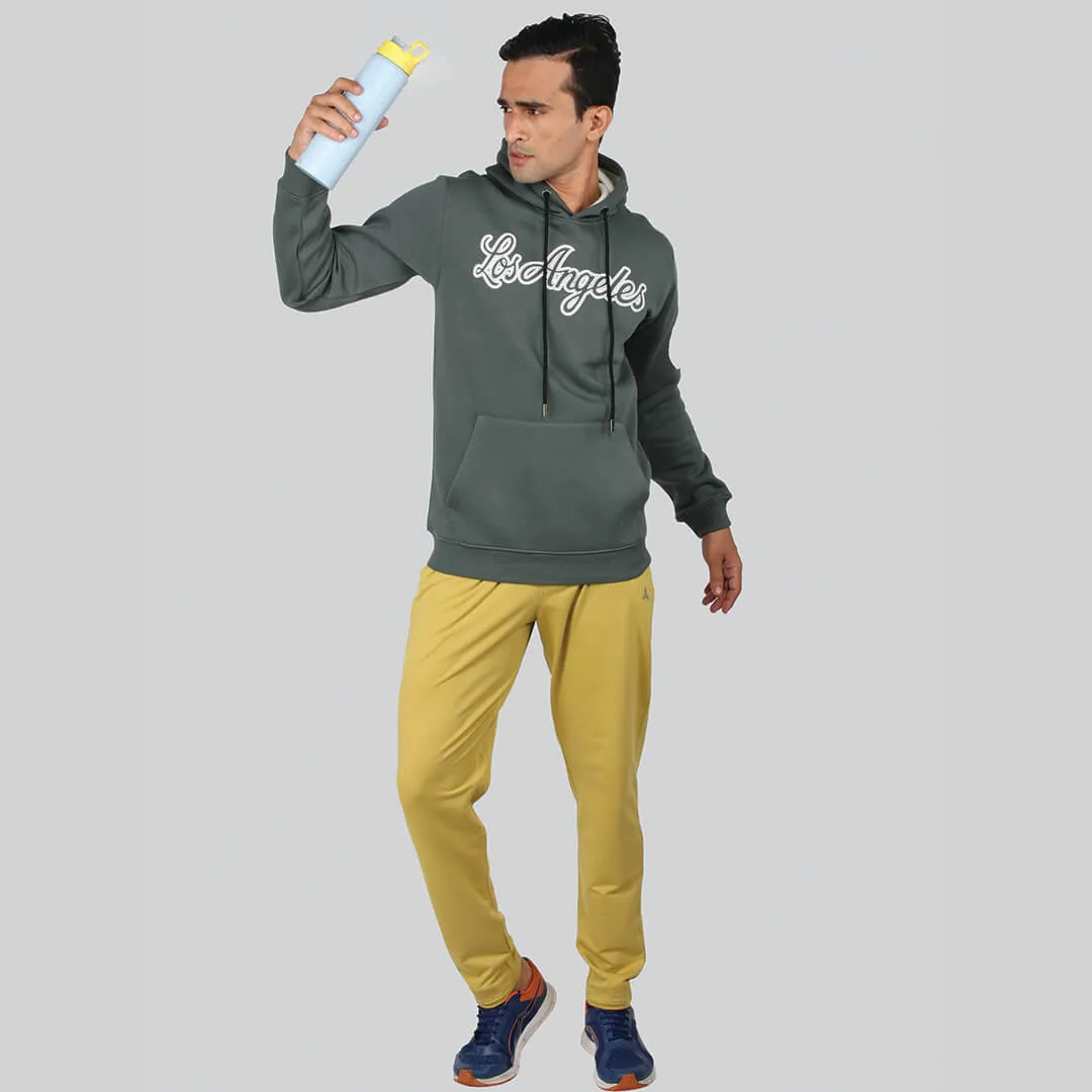 Graphic Print Hoodie SweatShirt-Kelp Green