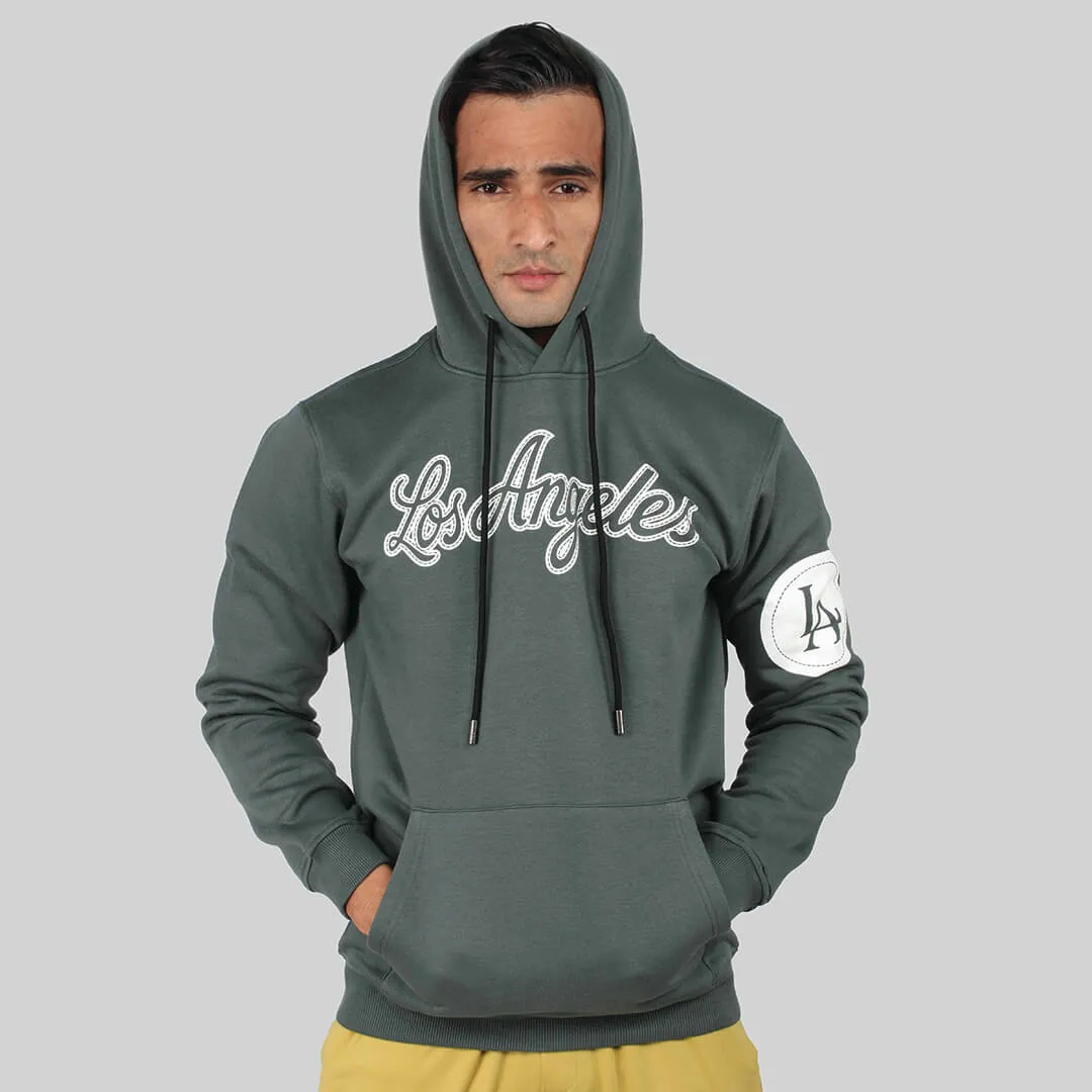 Graphic Print Hoodie SweatShirt-Kelp Green
