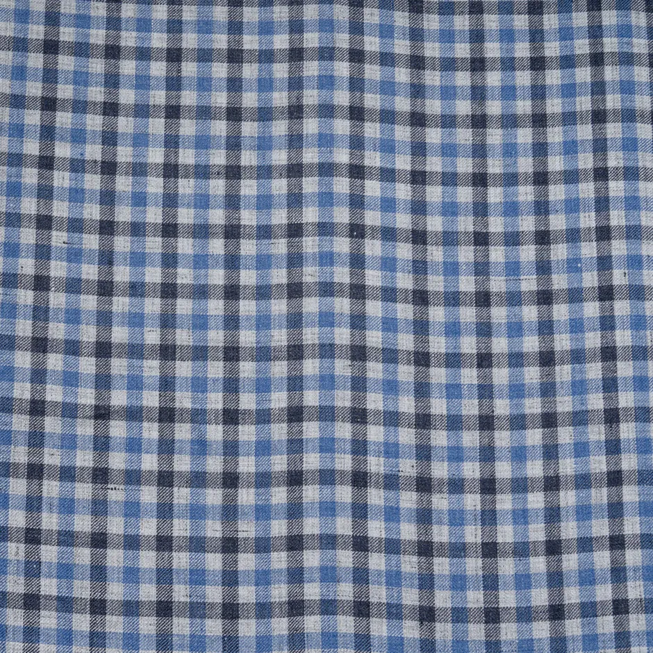Grey & Blue Checkered Linen