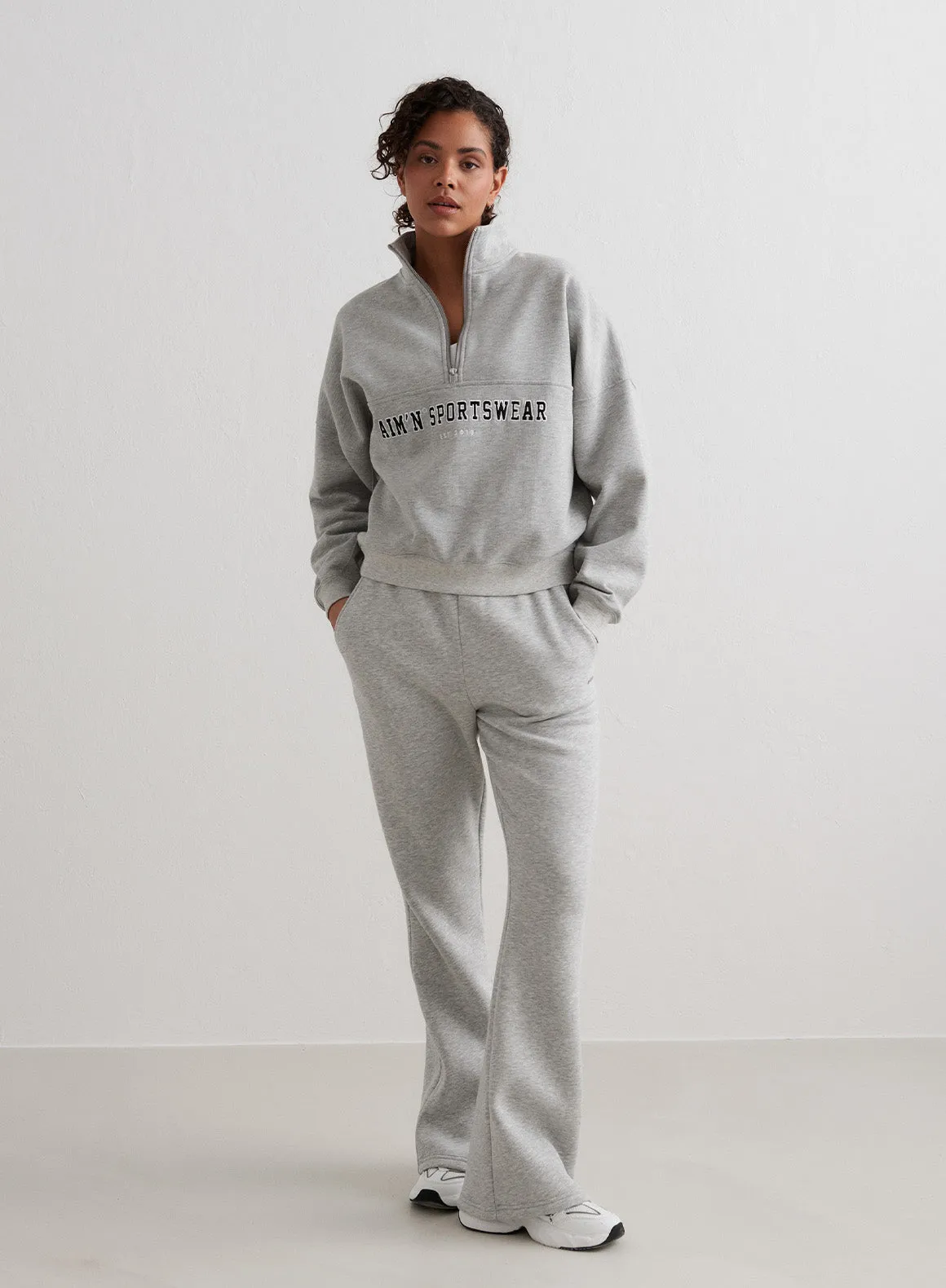 Grey Melange Flare Sweatpants