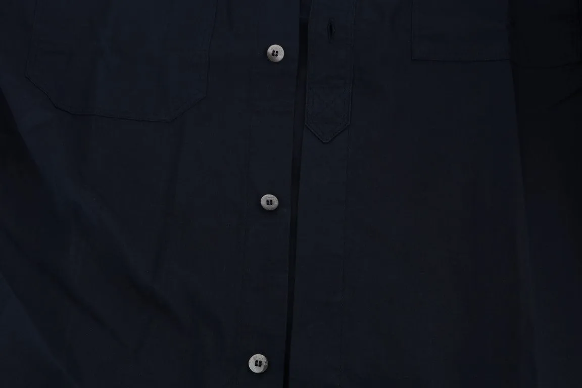 John Galliano Elegant Blue Cotton Casual Shirt