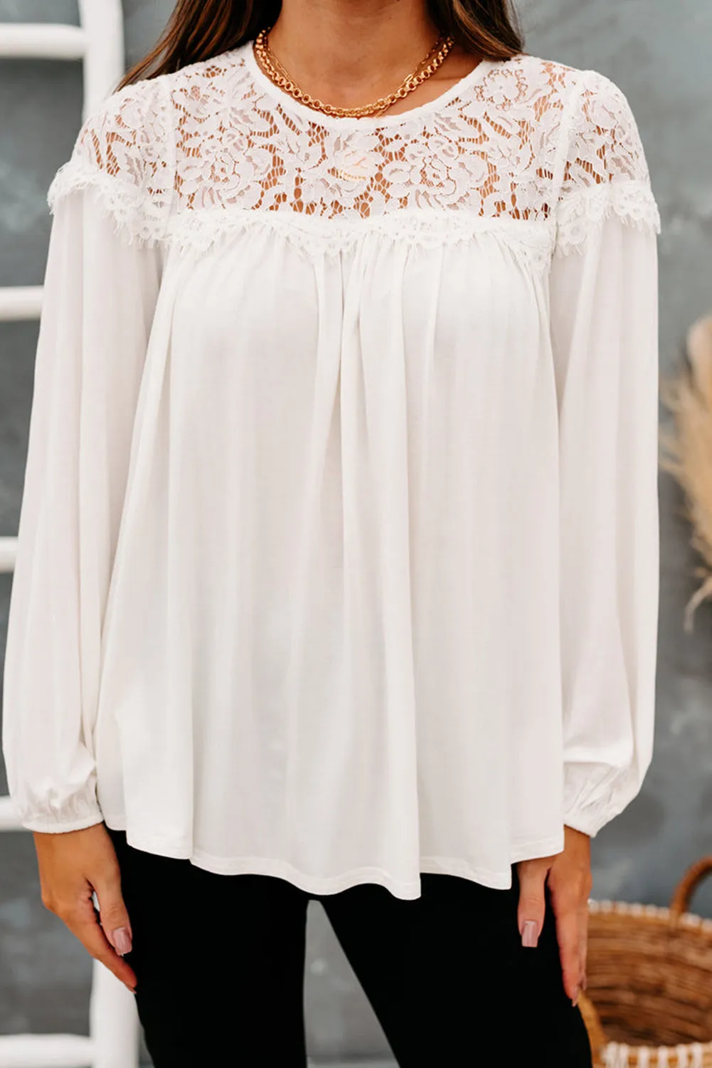 Lace Detail Long Sleeve Top
