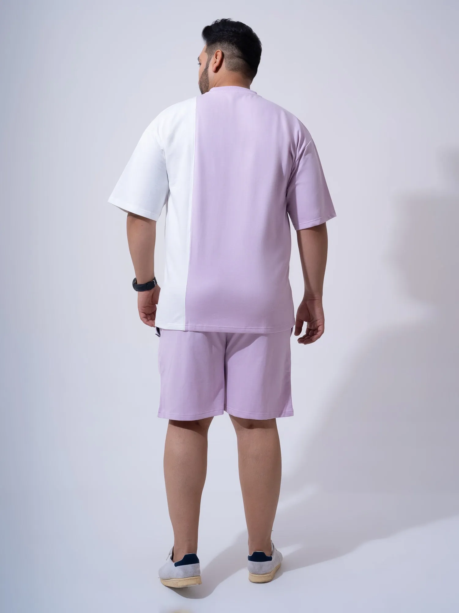 Lilac Colour Block Relax Fit Plus Size Co-ord Set