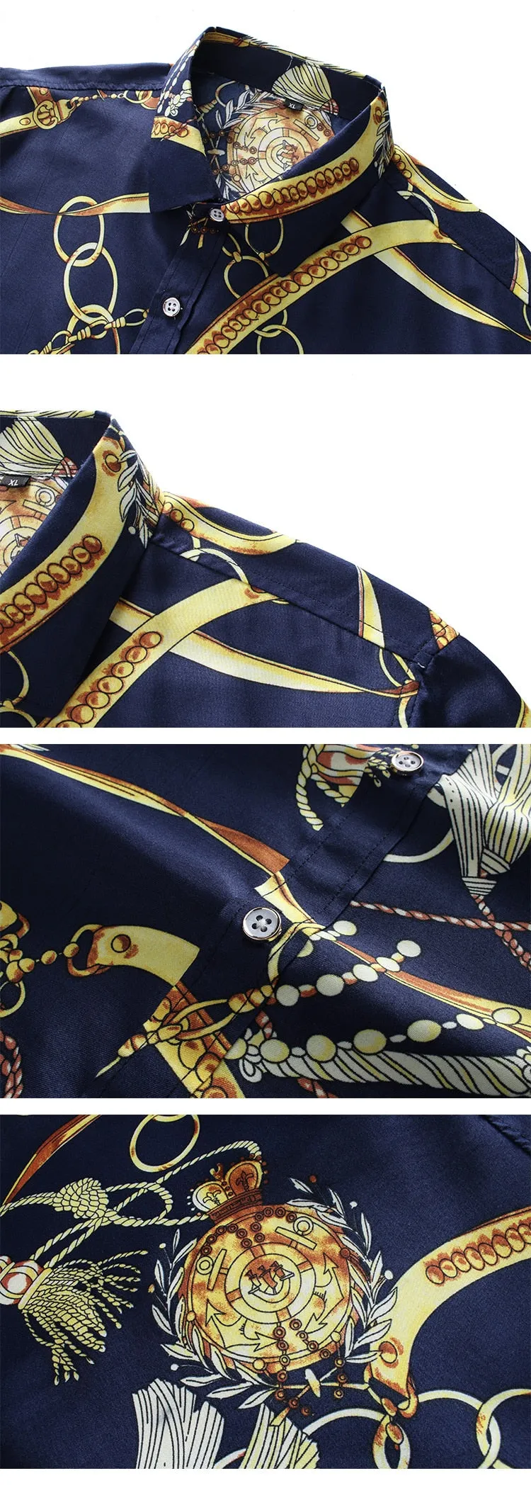 Men Casual Fashion Personality Print Long Sleeve Dressing Shirt